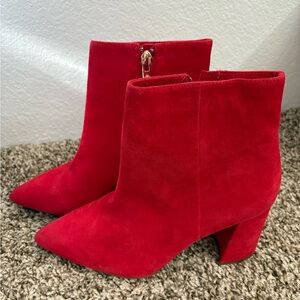 Anthony Mecari Red Suede and Leather ankle booties size 9.5